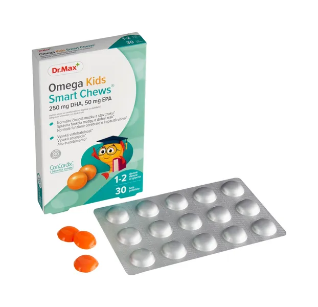 Dr. Max Omega Kids Smart Chews 1x30 ks, jemné želé s rybím olejom pre deti