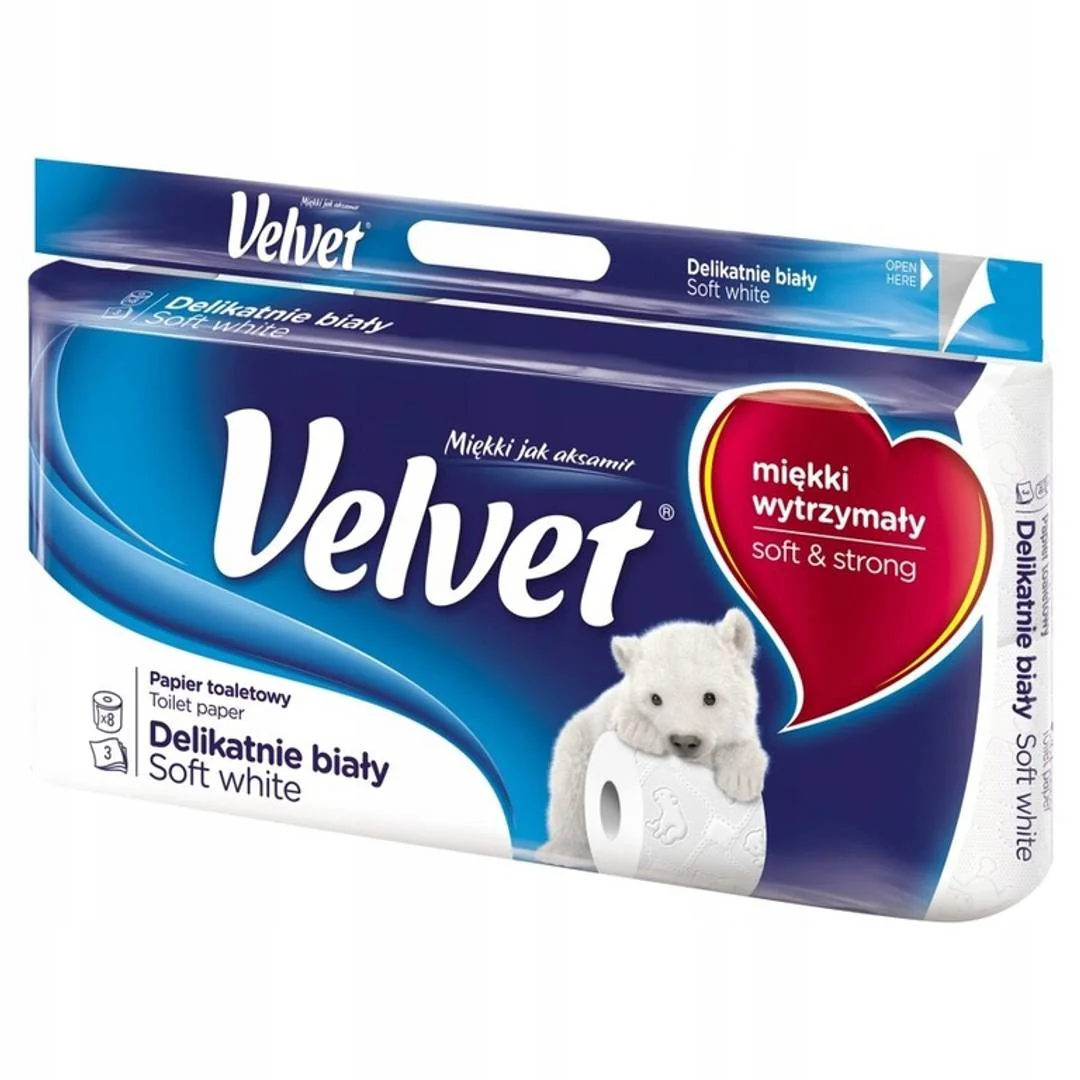 VELVET White Soft toaletný papier 3-vrstvový 8ks