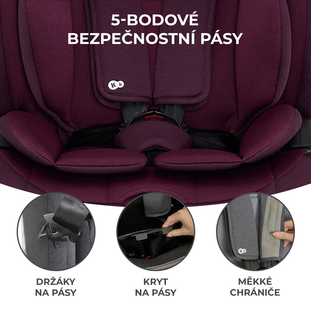 KINDERKRAFT Autosedačka Oneto3 i-Size 76-150cm + Isofix Cherry pearl 1×1 ks, autosedačka