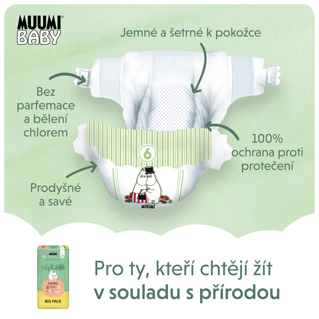 Muumi Baby 6 Junior 12-24 kg, eko plienky 54 ks 1×54ks, EKO plienky