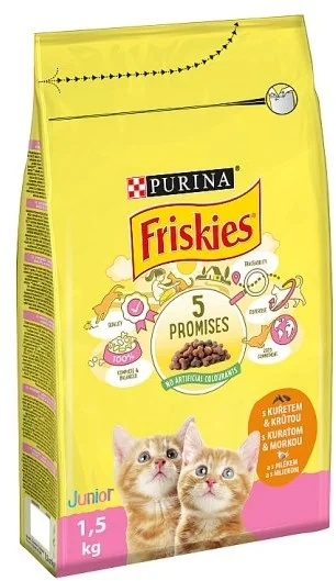 FRISKIES GM 6x1,5kg Junior s kuraťom, mliekom a pridanou zeleninou