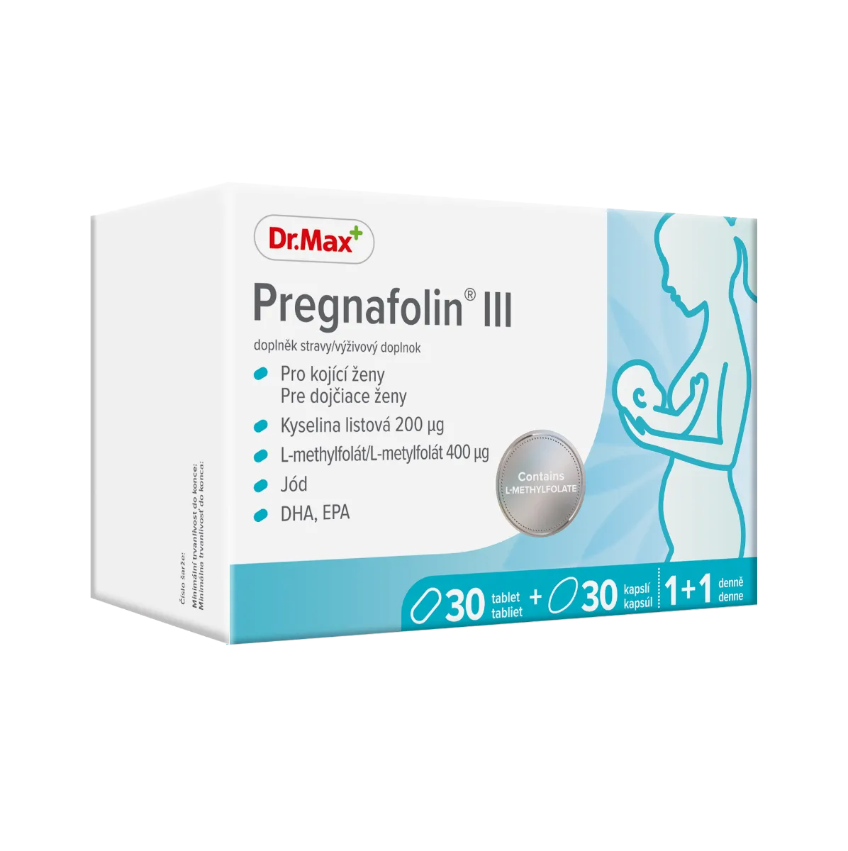 Dr. Max Pregnafolin III 1×30tbl + 30cps, výživový doplnok pre dojčiace ženy