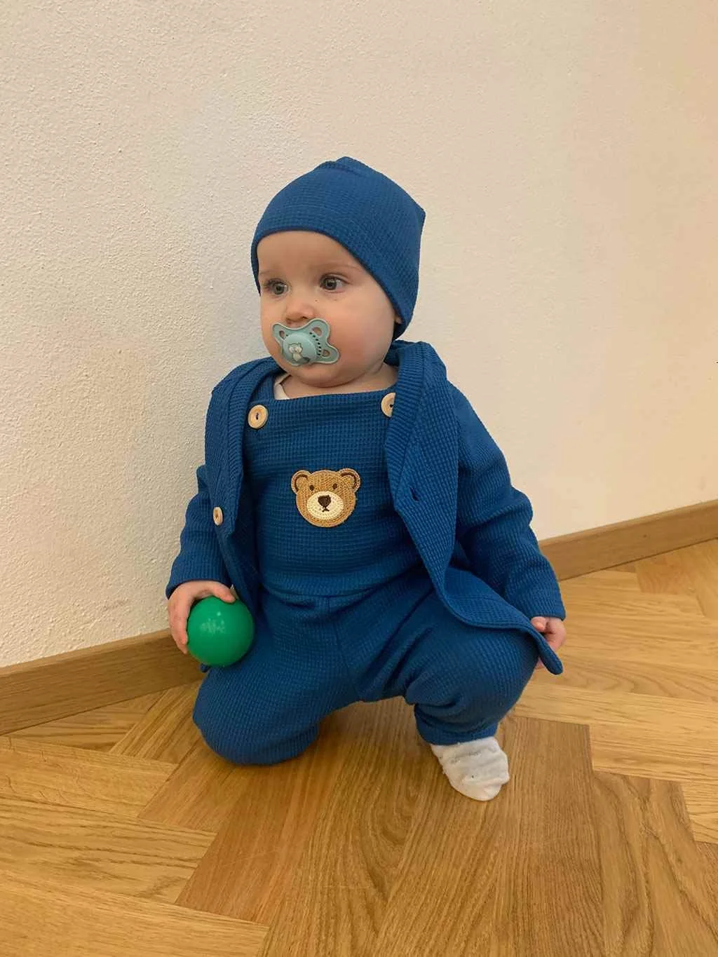 Dojčenská bavlnená čiapočka New Baby Luxury clothing modrá 