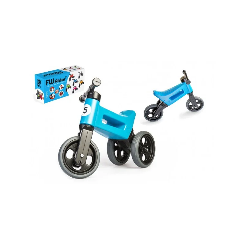 Teddies Odrážadlo FUNNY WHEELS Rider Šport modrej 2v1, výška sedla 28 / 30cm nosnosť 25kg 18m + v krabici