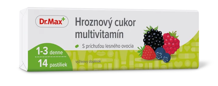 Dr. Max Hroznový cukor multivitamín 1×14 ks, príchuť lesné plody