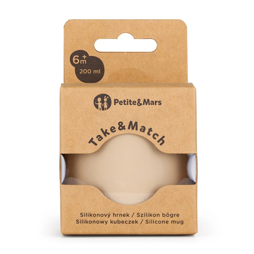 PETITE&MARS Hrnček silikonový Take&Match Desert Sand 6m+ 1×1 ks, silikónový hrnček