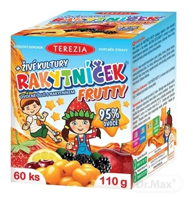 TEREZIA RAKYTNÍČEK FRUTTY + živé kultúry 1×60 ks, výživový doplnok pre deti