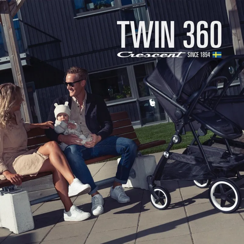 Crescent Twin 360 Hlboká vanička do kočíka, čierna 