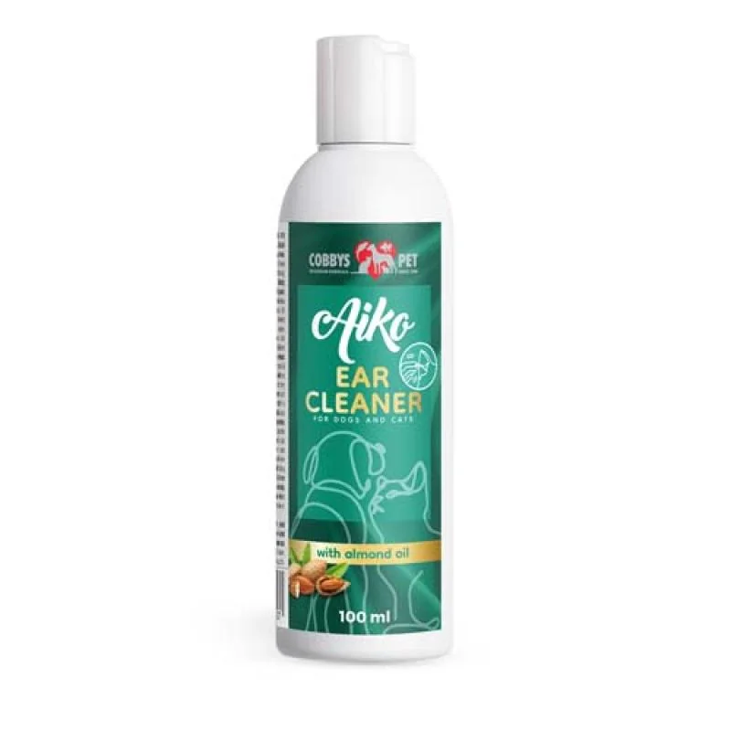 COBBYS PET AIKO EAR CLEANER WITH ALMOND OIL FOR DOGS AND CATS 100ml ušné kvapky s mandľovým olejom na čistenie uší psov a mačiek