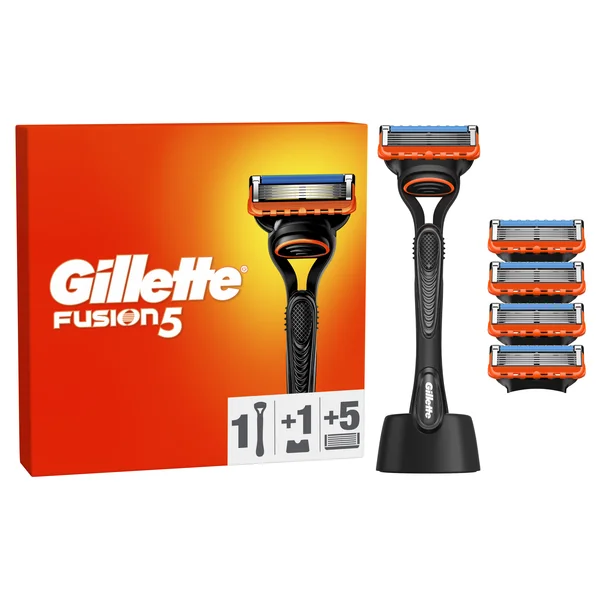 Gillette Fusion5 holiaci strojček so stojanom + hlavice 5ks 1×1, holiaci strojček