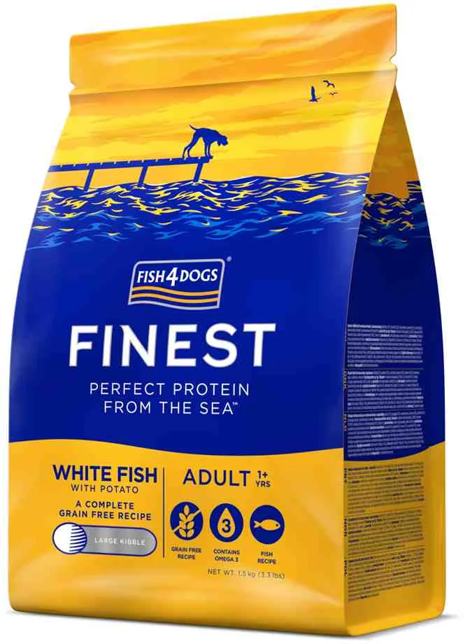 FISH4DOGS Granule veľké pre dospelých psov Finest biela ryba so zemiakmi 1,5kg, 1+ 1×1500 g, granule pre dospelé psy