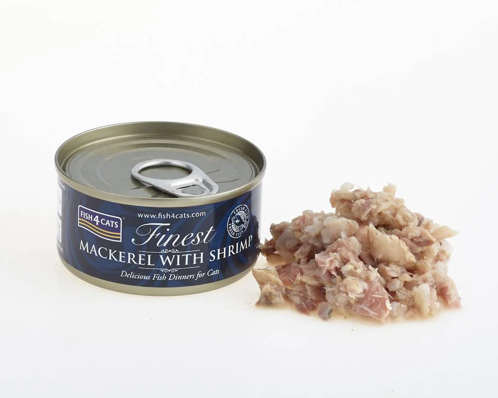 FISH4CATS Konzerva pre mačky Finest makrela s krevetami 70g 1×70 g, konzerva pre mačky