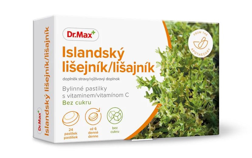 Dr. Max Islandský lišajník, bylinné pastilky bez cukru 1×24 ks, pastilky