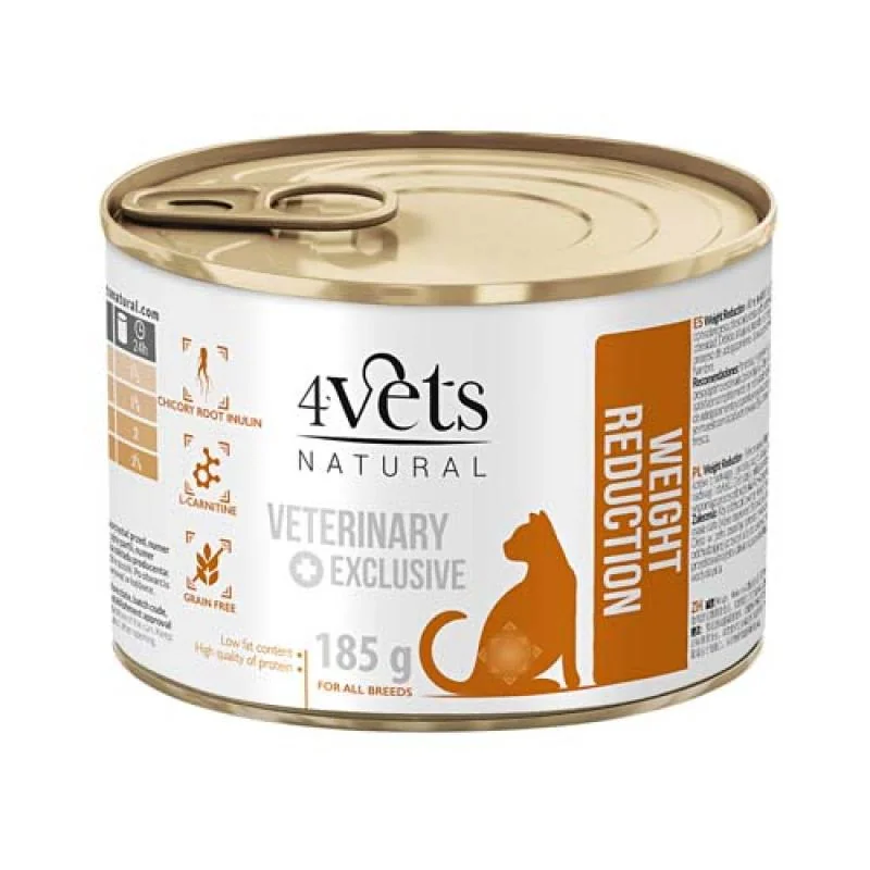 4Vets NATURAL VETERINARY EXCLUSIVE WEIGHT REDUCTION 185g pre mačky na redukciu hmotnosti