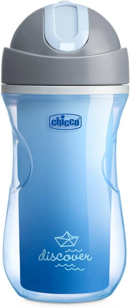 CHICCO Hrnček Sport termo so slamkou 266 ml, modrý 14m+