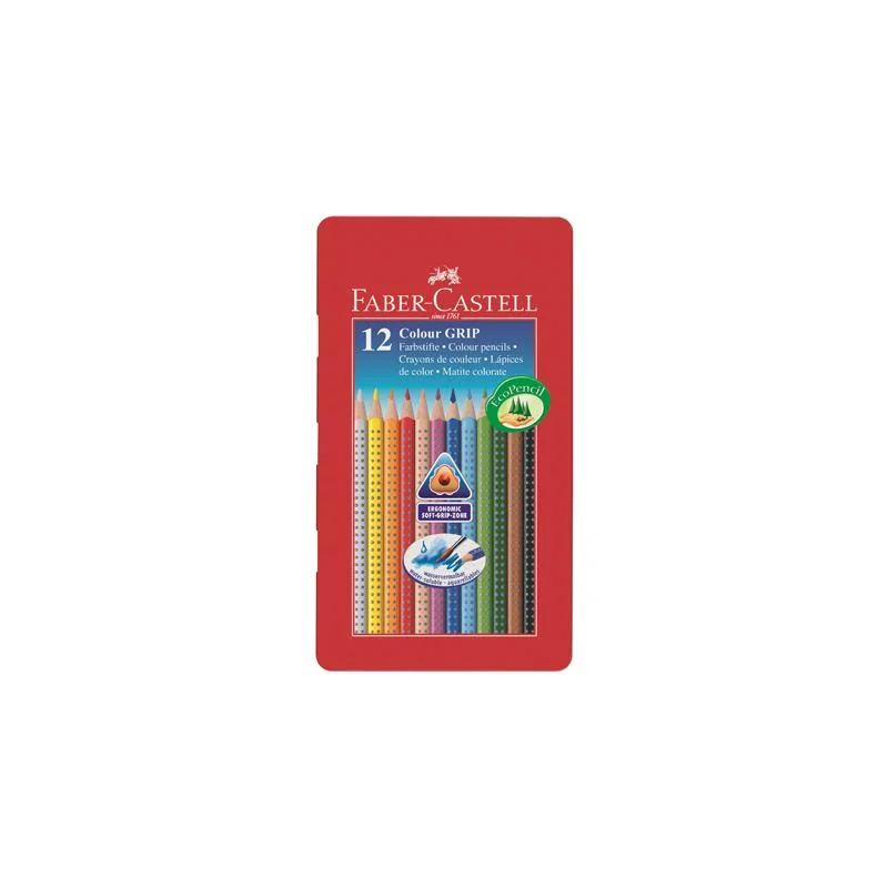 FABER CASTELL - Pastelky Grip 1001 12 far. v plechu