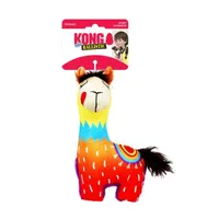 KONG Lama S 11x20x23cm farebná pískacia plyšová hračka pre psov
