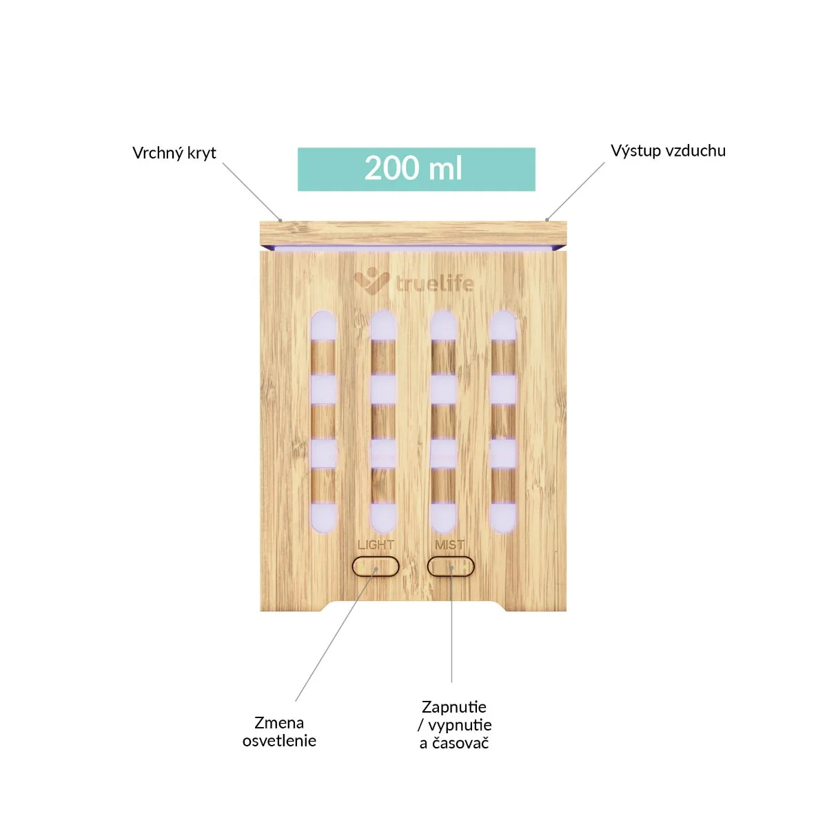 TrueLife AIR Diffuser D7 Bamboo 1×1 ks, aróma difúzor a zvlhčovač vzduchu