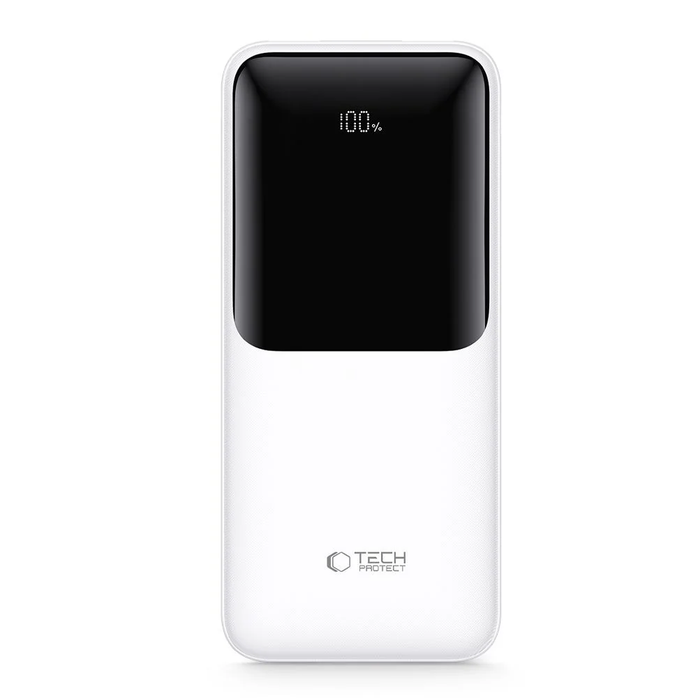 Tech-Protect PB01 Power Bank 10000mAh 2x USB / USB-C 22.5W, biely 