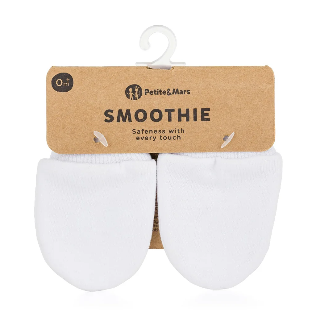 PETITE&MARS Rukavičky kojenecké Smoothie Infinity White 1x2 ks, kojenecké rukavičky