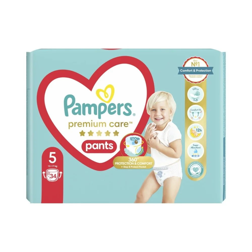 Pampers premium care Pants S5 34ks (12-17kg) 1×34 ks, plienky