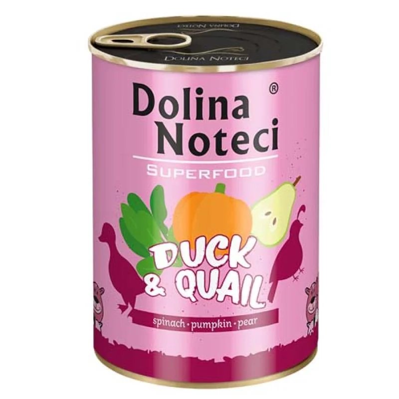 DOLINA NOTECI SUPERFOOD 400g kačica a prepelica pre psov 80% mäsa