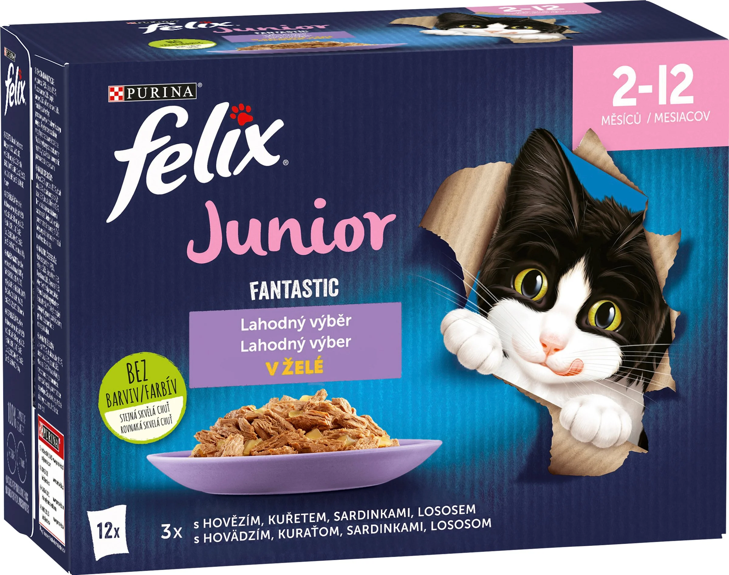 FELIX Fantastic Junior hovädzie, kura, sardinky, losos v želé 12x85g 12×85g