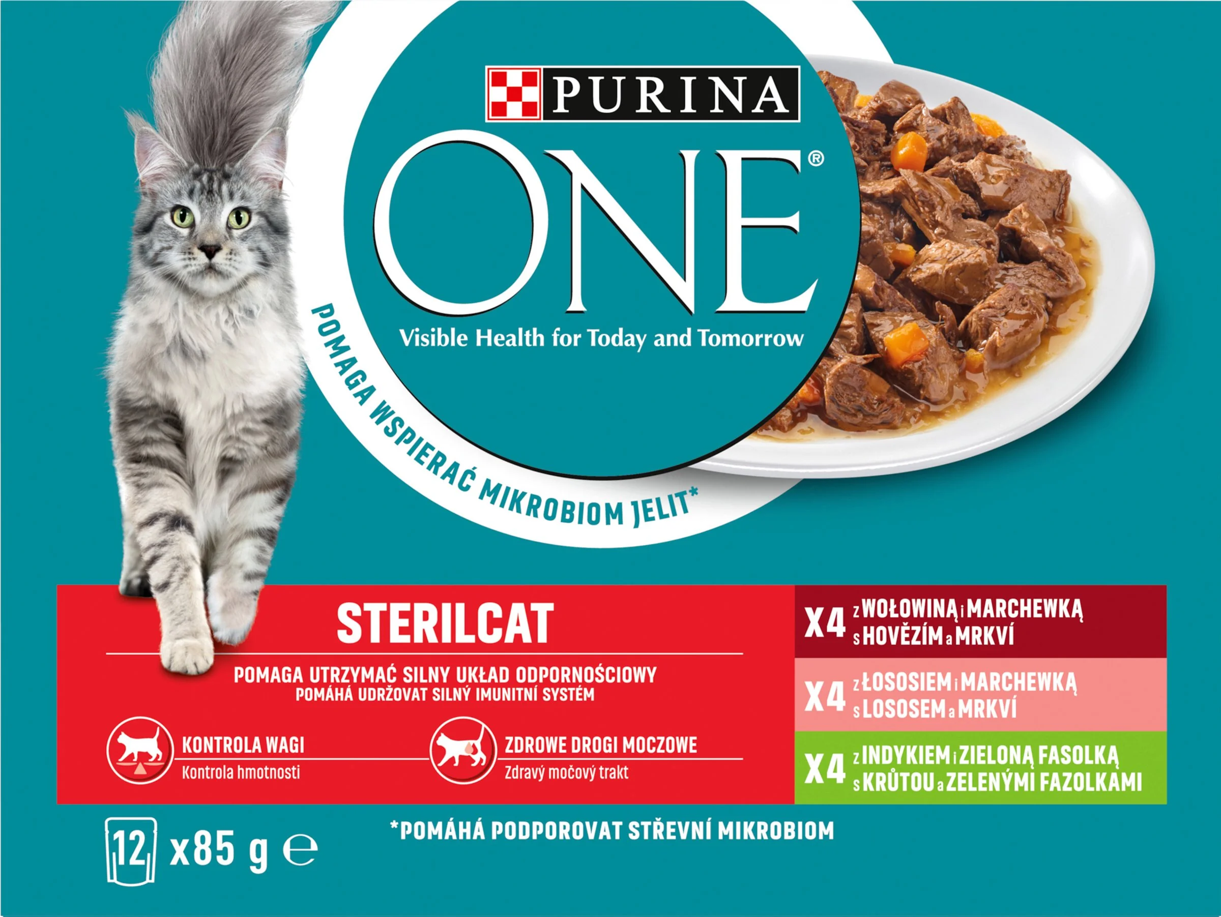 PURINA ONE Multipack Sterilcat mini filetky s hovädzím a mrkvou 6(12x85g)