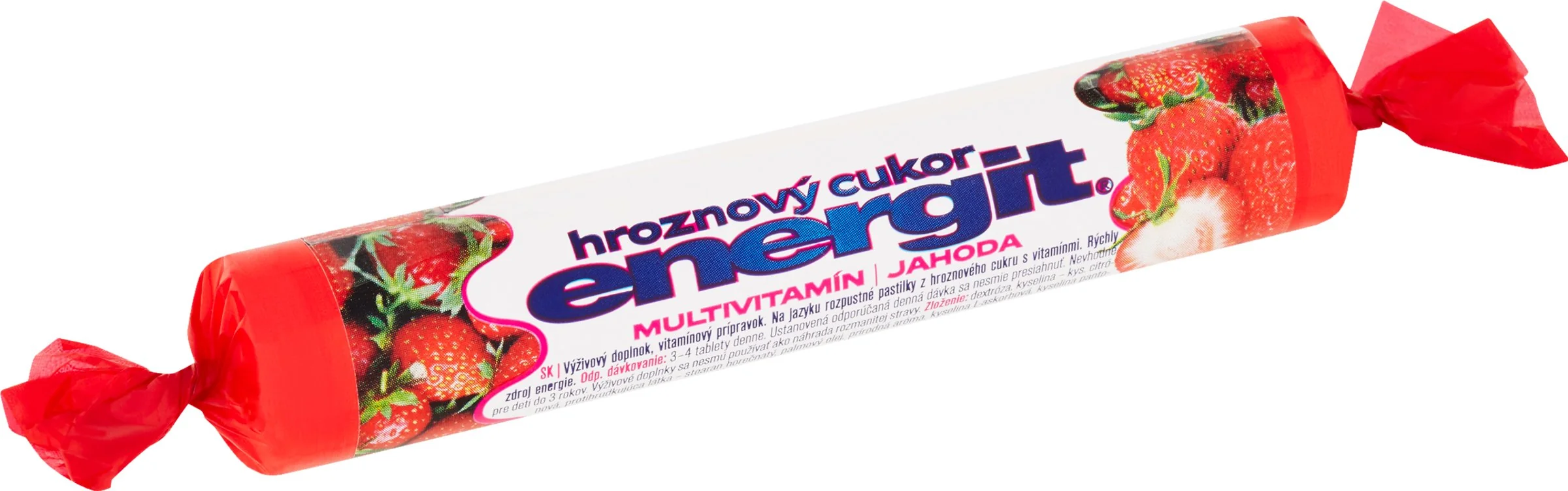 Energit hroznový cukor MULTIVITAMÍN - JAHODA 1×17 ks (37,4 g), pastilky