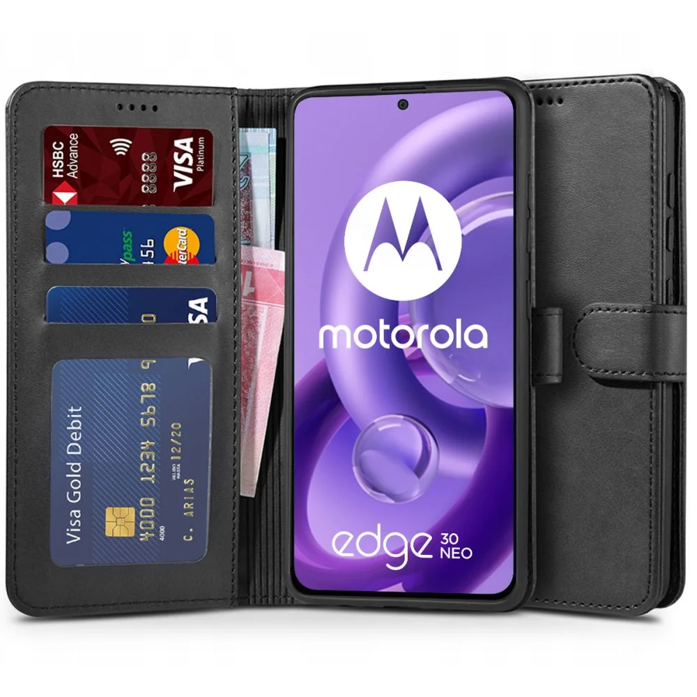 Tech-Protect Wallet knižkové kožené puzdro na Motorola Edge 30 Neo čierne