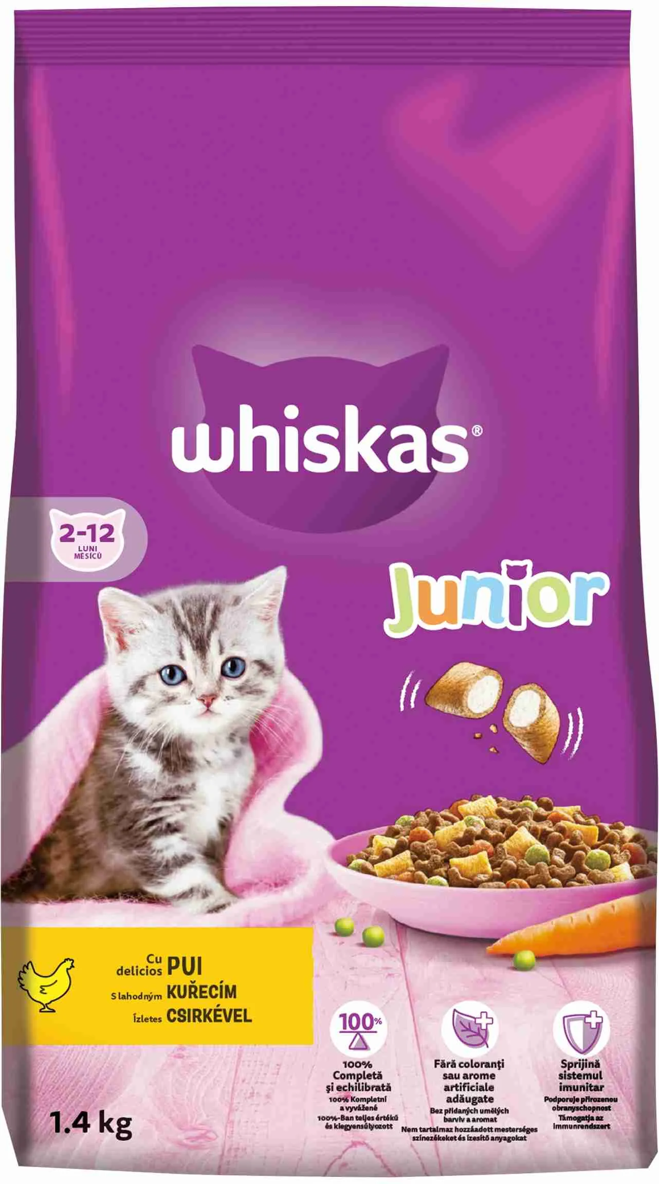 WHISKAS Granule pre mačiatká Junior s Kuracím mäsom