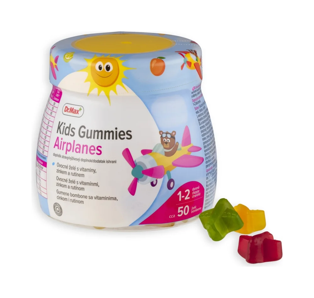 Dr. Max Kids Gummies Airplanes 1×50 ks, ovocné želé s vitamínmi, zinkom a rutínom