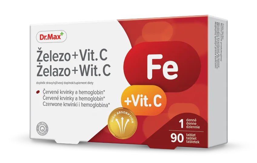 Dr. Max Železo + Vitamín C 1×90 tbl, výživový doplnok