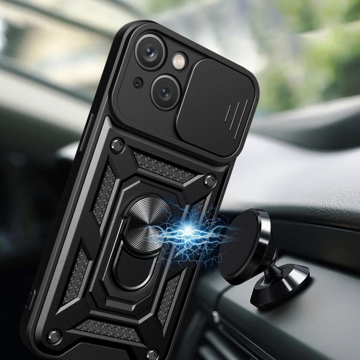 MG Hybrid Armor Camshield kryt na iPhone 15 Plus, modrý 