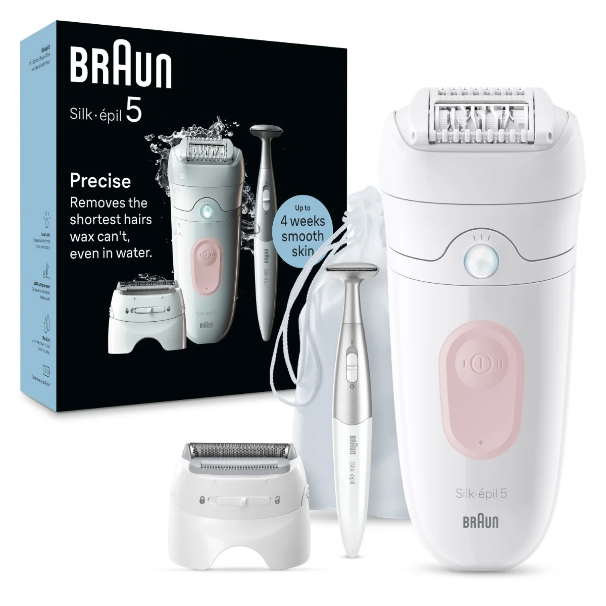 Braun Silk-épil 5, Epilátor na Jednoduché Odstraňovanie Chĺpkov, 5-230, Biela/Plameniaková