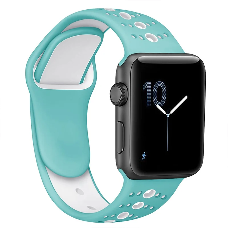 BStrap Silicone Sport remienok na Apple Watch 38/40/41mm Teal White