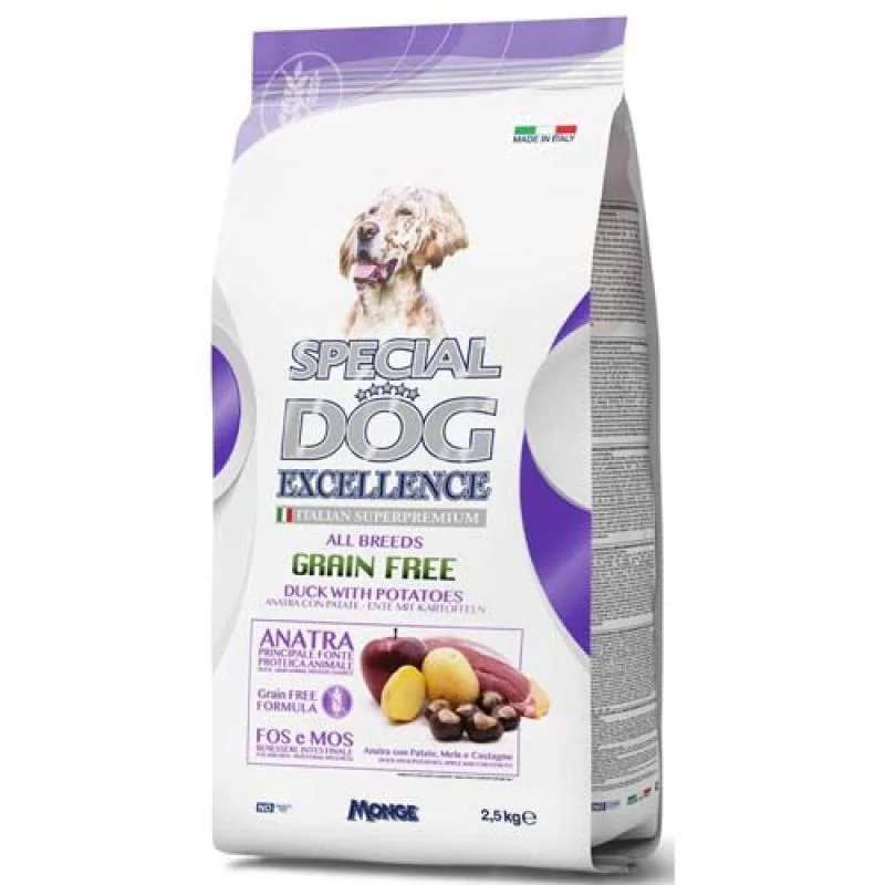 MONGE SPECIAL DOG EXCELLENCE ALL BREEDS GRAIN FREE kačica + zemiaky 2,5kg superprémium