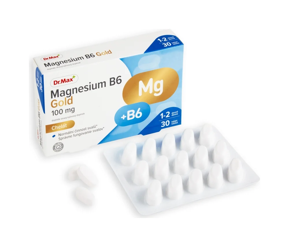 Dr. Max Magnesium B6 Gold 100 mg Chelát 1×30 tbl, horčík