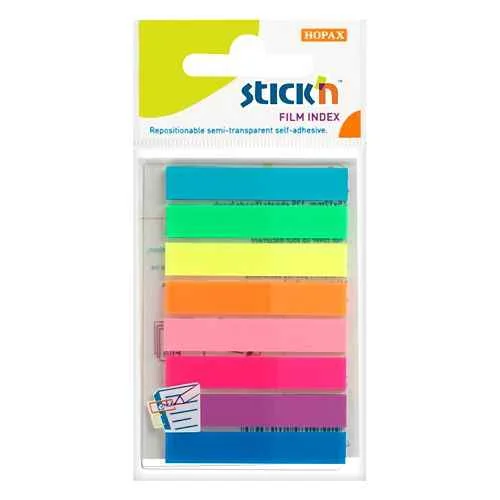 HOPAX Samolepiace značkovacie záložky STICK'N, 45 x 8 mm, neón mix