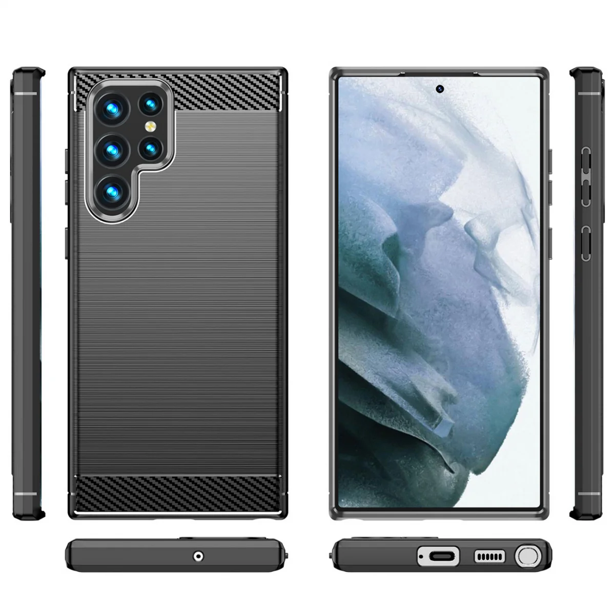 MG Carbon Case Flexible silikónový kryt na Samsung Galaxy S22 Ultra, čierny ierny