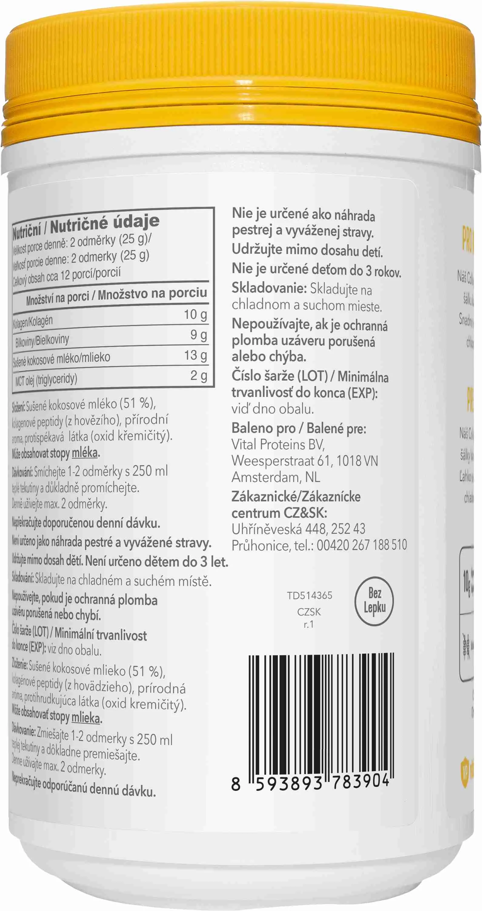 Vital Proteins Collagen Creamer Vanilka kolagén v prášku 305g 1×305 g, dochucovadlo do kávy