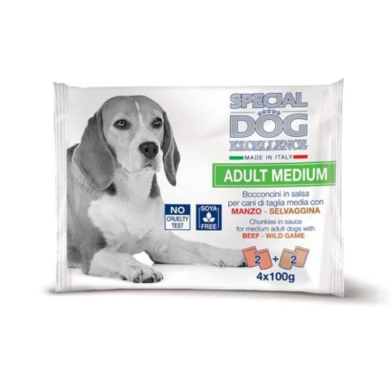 MONGE SPECIAL DOG EXCELLENCE MEDIUM ADULT hovädzie/zverina multi pack 4x100g kapsička