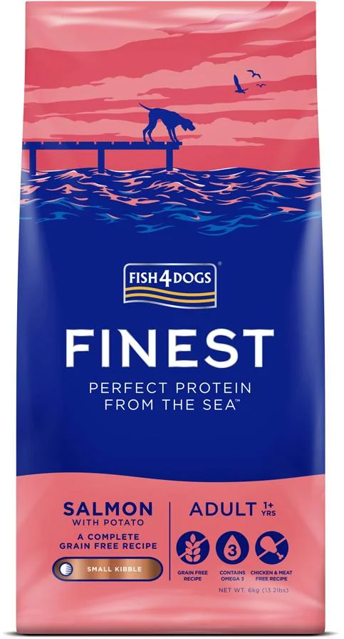 FISH4DOGS Granule malé pre dospelých psy Finest losos so zemiakmi 6kg, 1+ 1×6000 g, granule pre dospelé psy