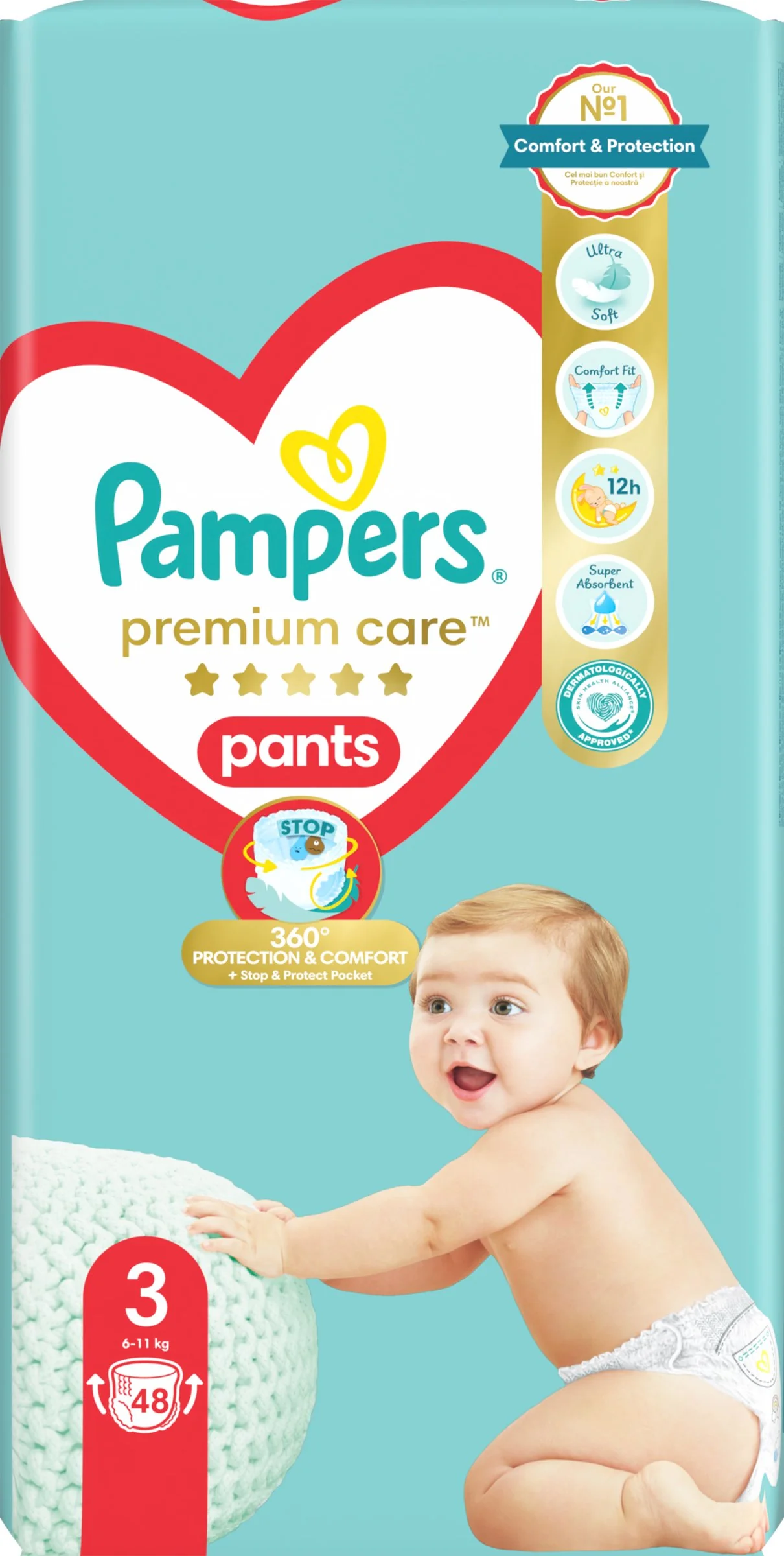 Pampers premium care Pants S3 48ks (6-11kg) 1×48 ks, plienky