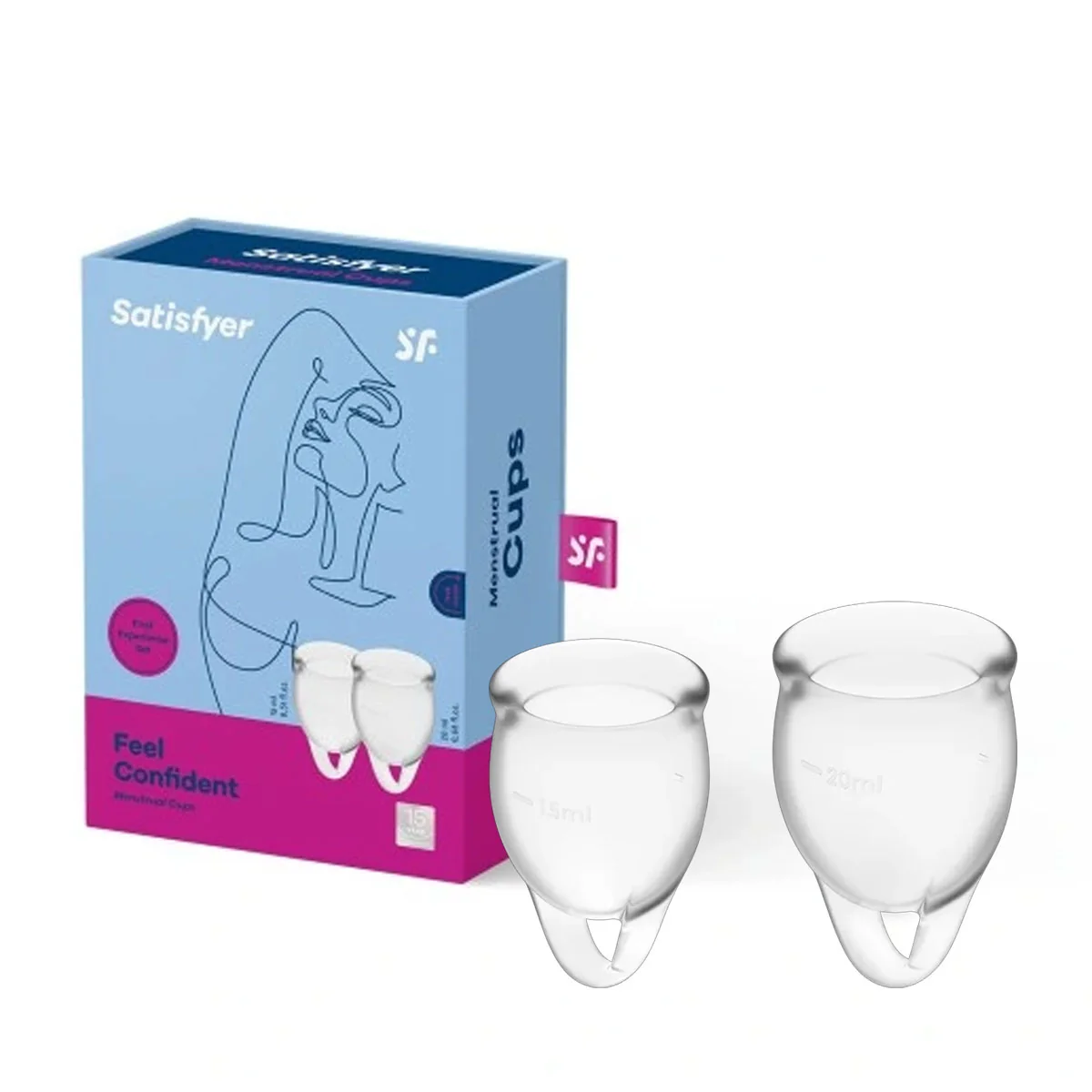 SATISFYER Menstruačné kalíšky Feel confident 2ks Transparentné 1ks/15ml + 1ks/20ml menstruačné kalíšky