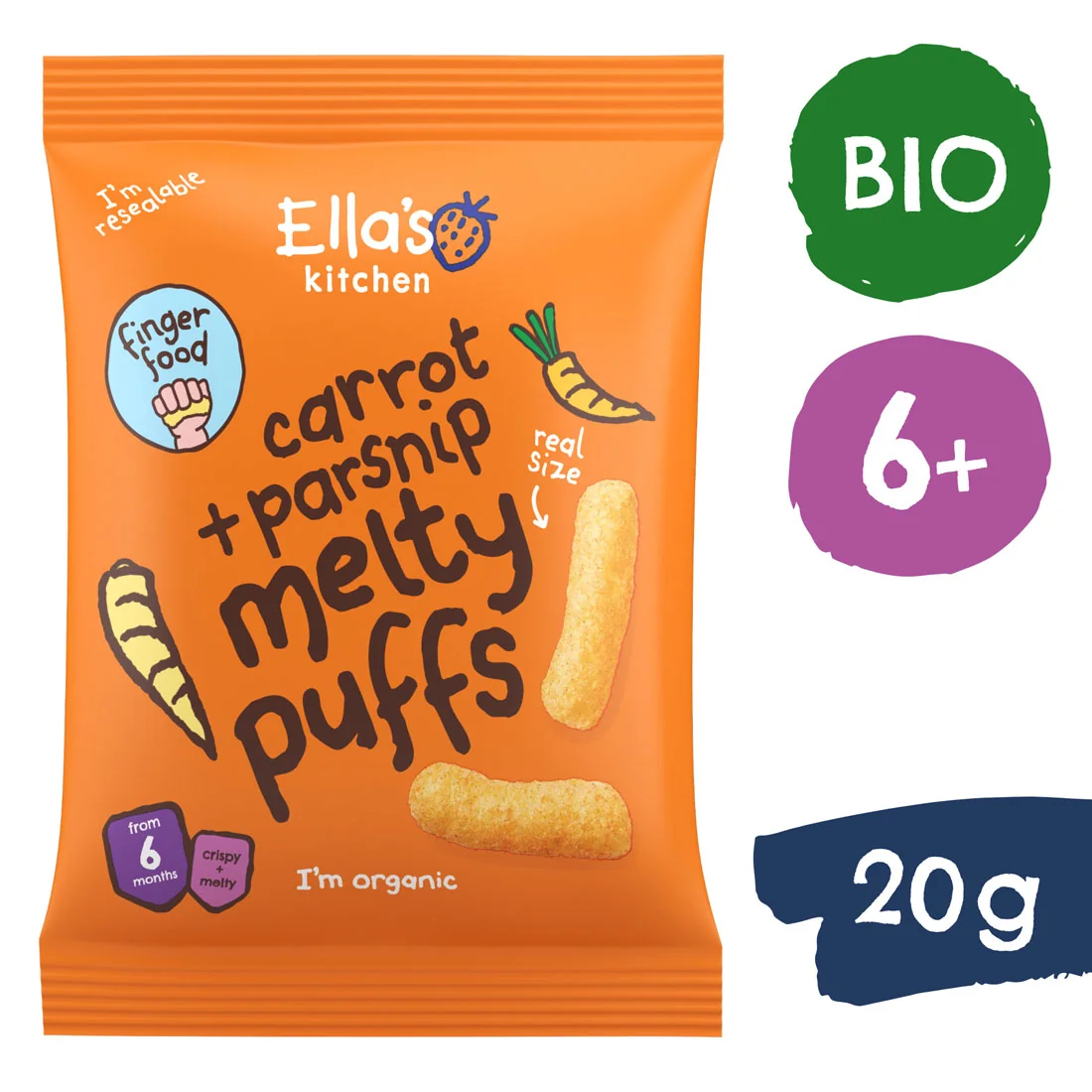 Ella's Kitchen BIO Chrumky mrkva a paštrnák 1×20 g, chrumky