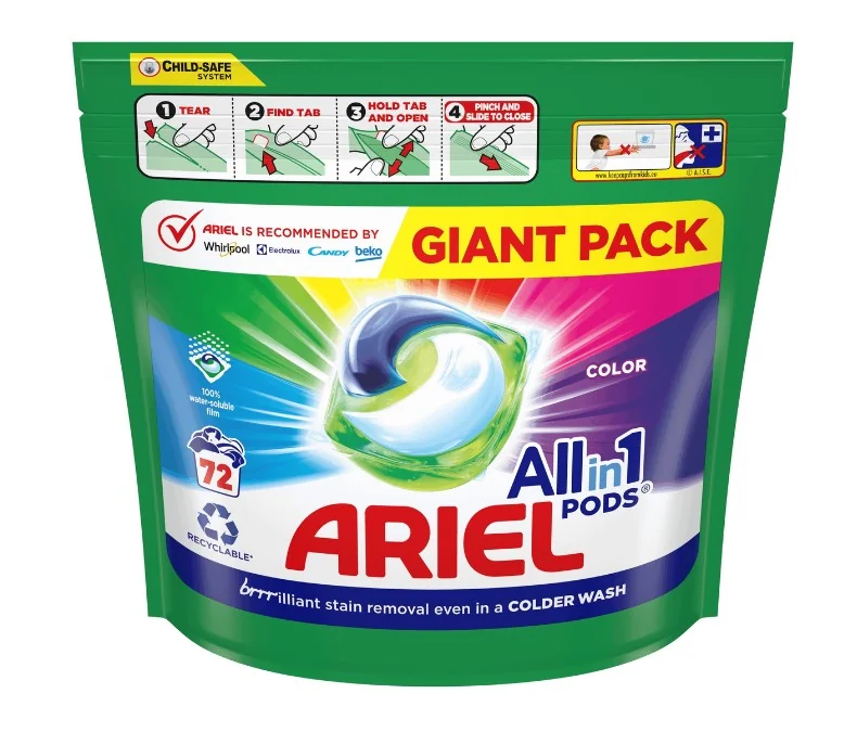 Ariel All-in-1 PODS Color, Gélové Kapsuly Na Pranie, 72 Praní 1×72, Gélové Kapsuly Na Pranie