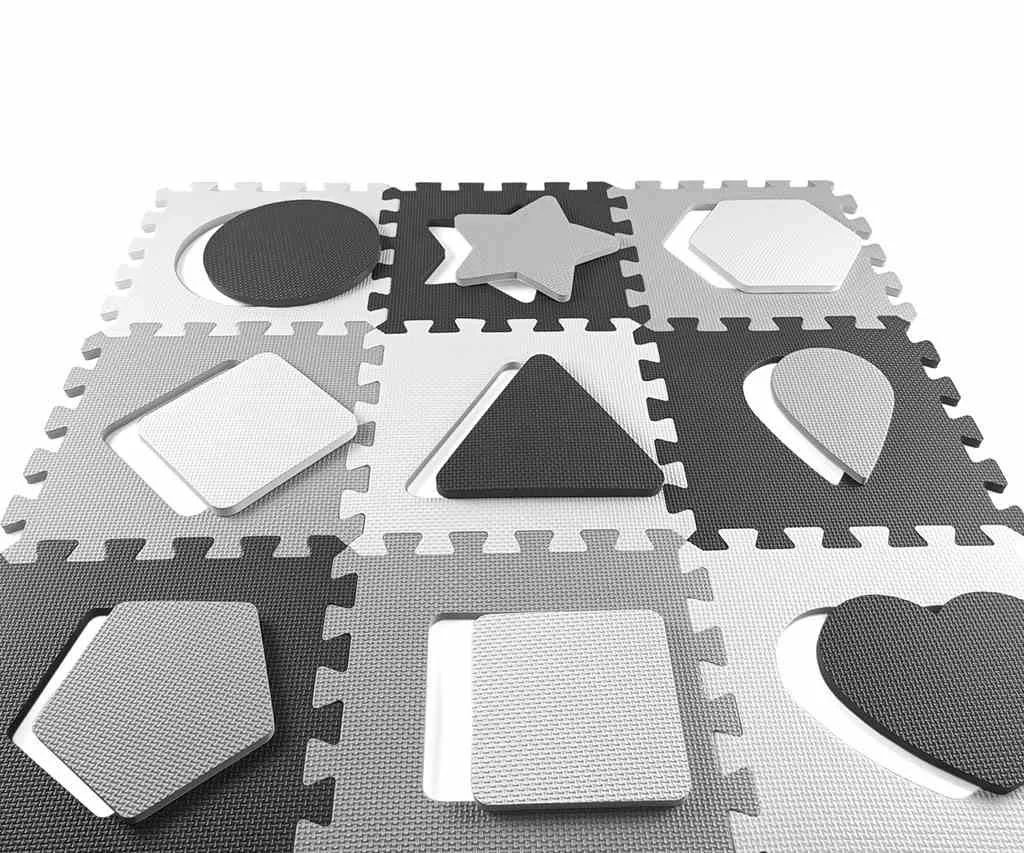 Penové puzzle podložka ohrádka Milly Mally Jolly 3x3 Shapes Grey , 