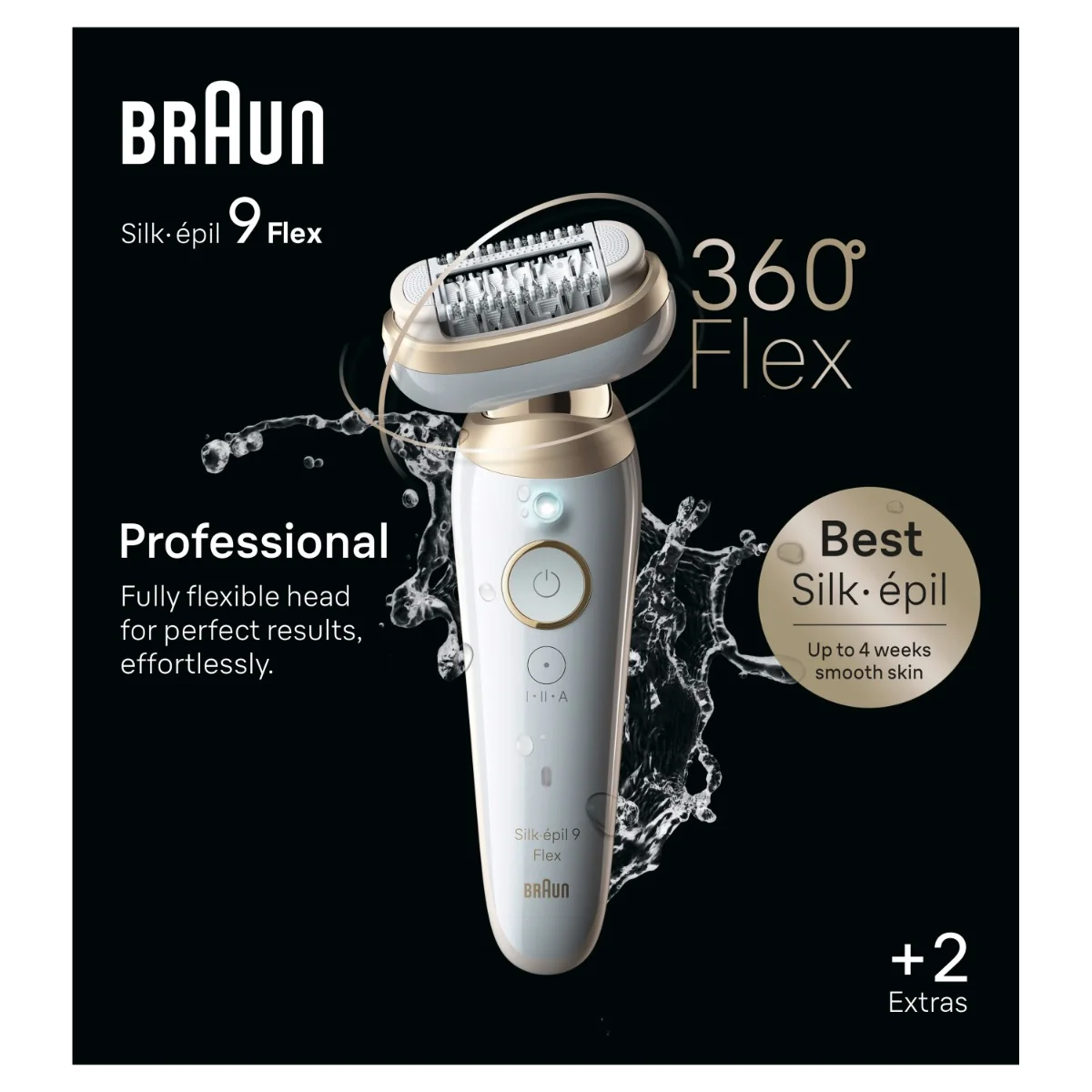 Braun Silk-épil 9 Flex, Epilátor na Odstraňovanie Chĺpkov, 9-011 3D, Biela/Zlatá 1×1 ks, epilátor