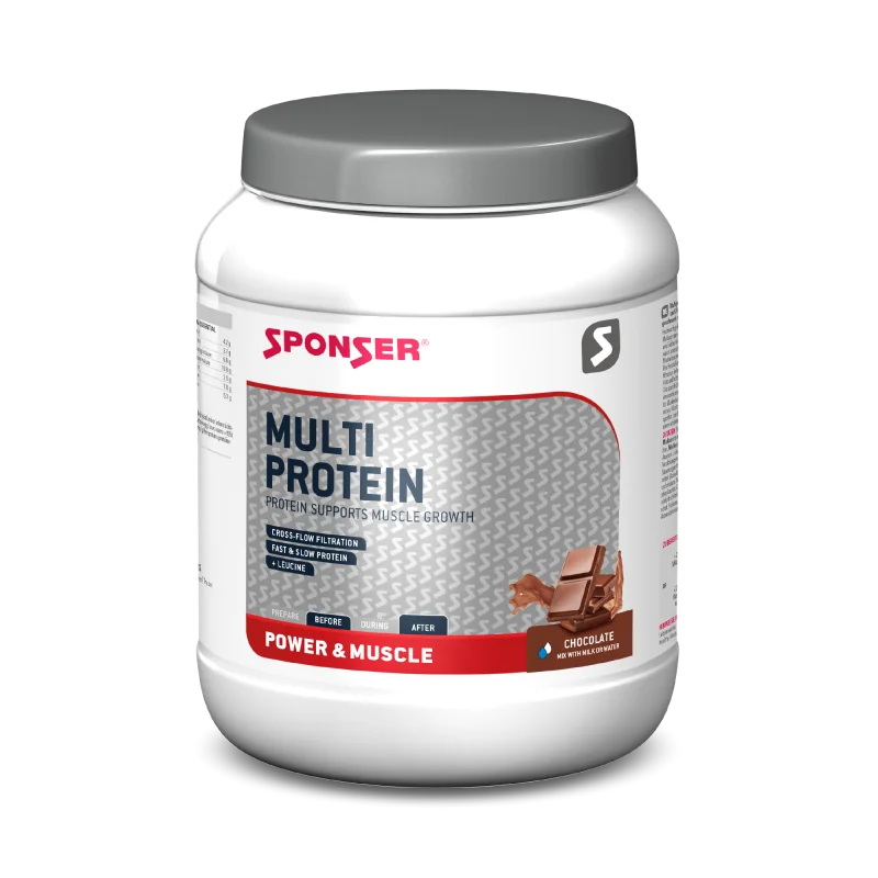 SPONSER MULTI PROTEIN CFF 850g multi–proteínový prášok s leucínom, vitamínmi a sladidlami obsahuje aminokyselinu L-leucín s veľmi nízkym obsahom laktózy Príchuť vanilka